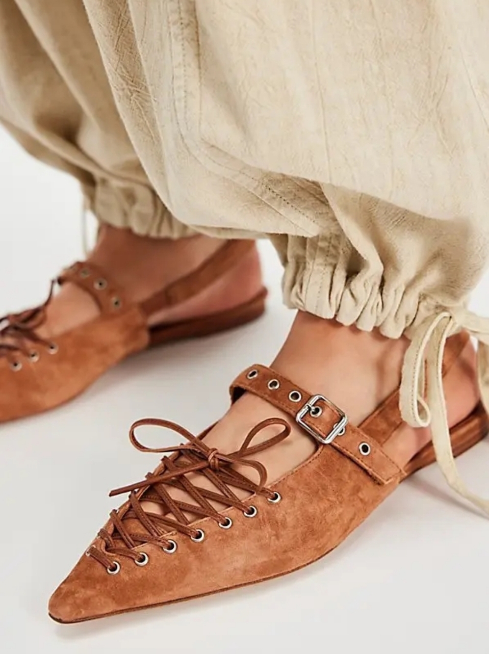 Jeffrey Campbell Women's Suede Geralt Tie Slingback Flats. Size 11. Color Brown - Picture 11 of 11